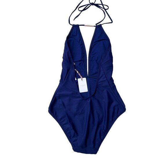Ted Baker London Navy Blue Halter one piece Swimsuit size 2=4-6 - Picture 2 of 10
